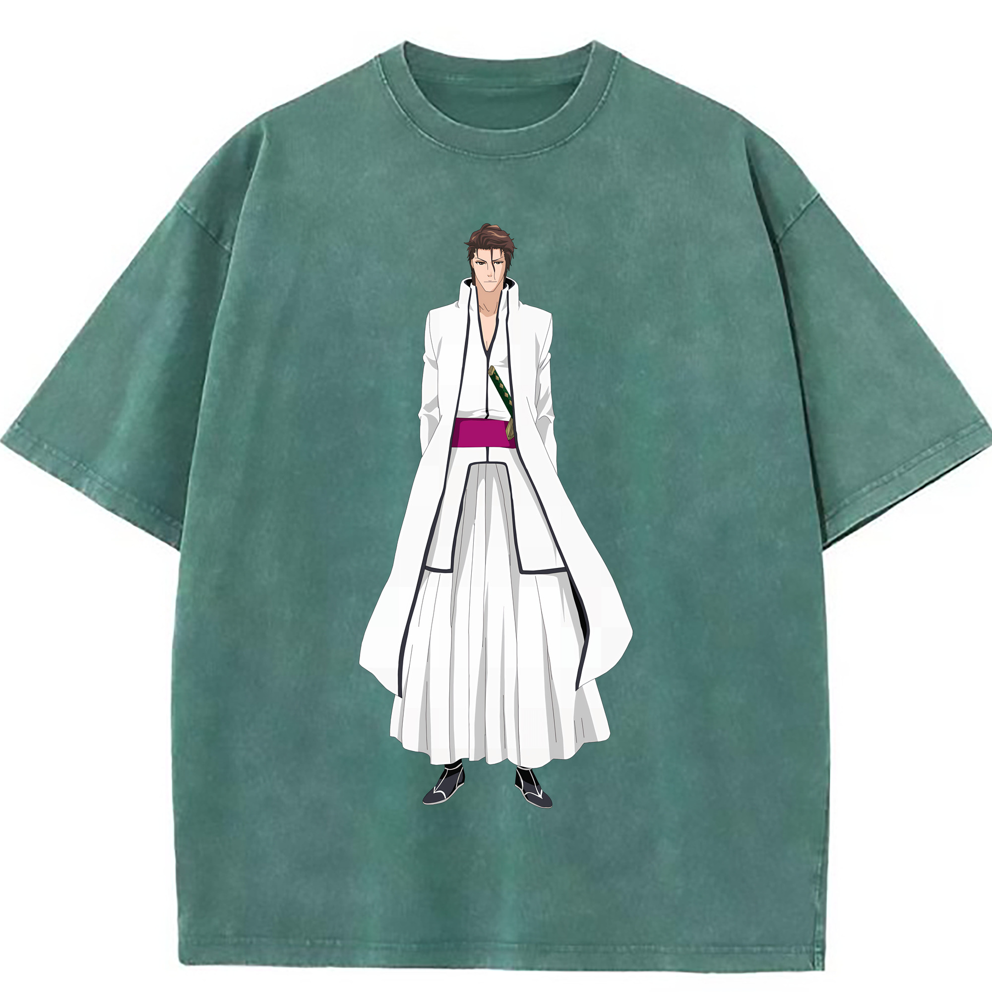 （画像用） ブリーチ 藍染 惣右介（あいぜん そうすけ） BLEACH Aizen Sousuke 綿100% ヴィンテージ風 半袖Tシャツ（フロントプリント）
